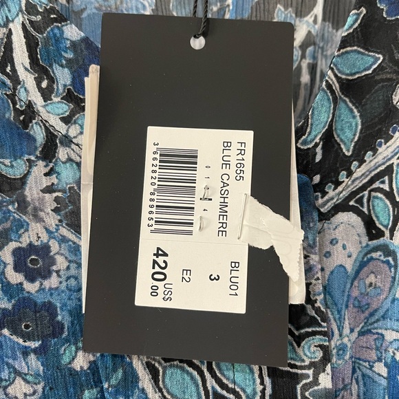 The Kooples Blue Cashmere Print Dress in Crepe Silk Muslin - NWT! - Picture 9 of 14